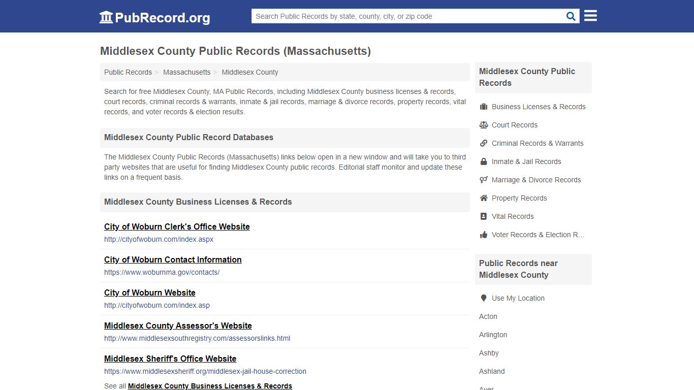 Middlesex County Public Records (Massachusetts)